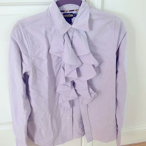 Ralph Lauren Purple Ruffled Long Sleeve Blouse